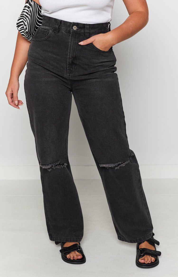 Robin Wide Leg Jeans Black Wash Image