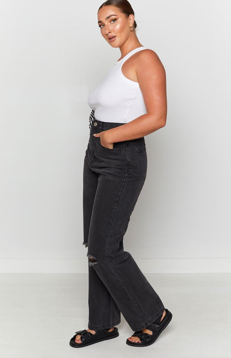 Robin Wide Leg Jeans Black Wash Image