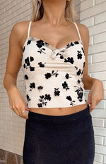 Dylan Black and Beige Mesh Top Image