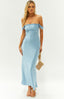 Blue off the shoulder maxi formal dress on Em Venz.