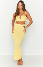 Ellah Yellow Knit Midi Skirt Image