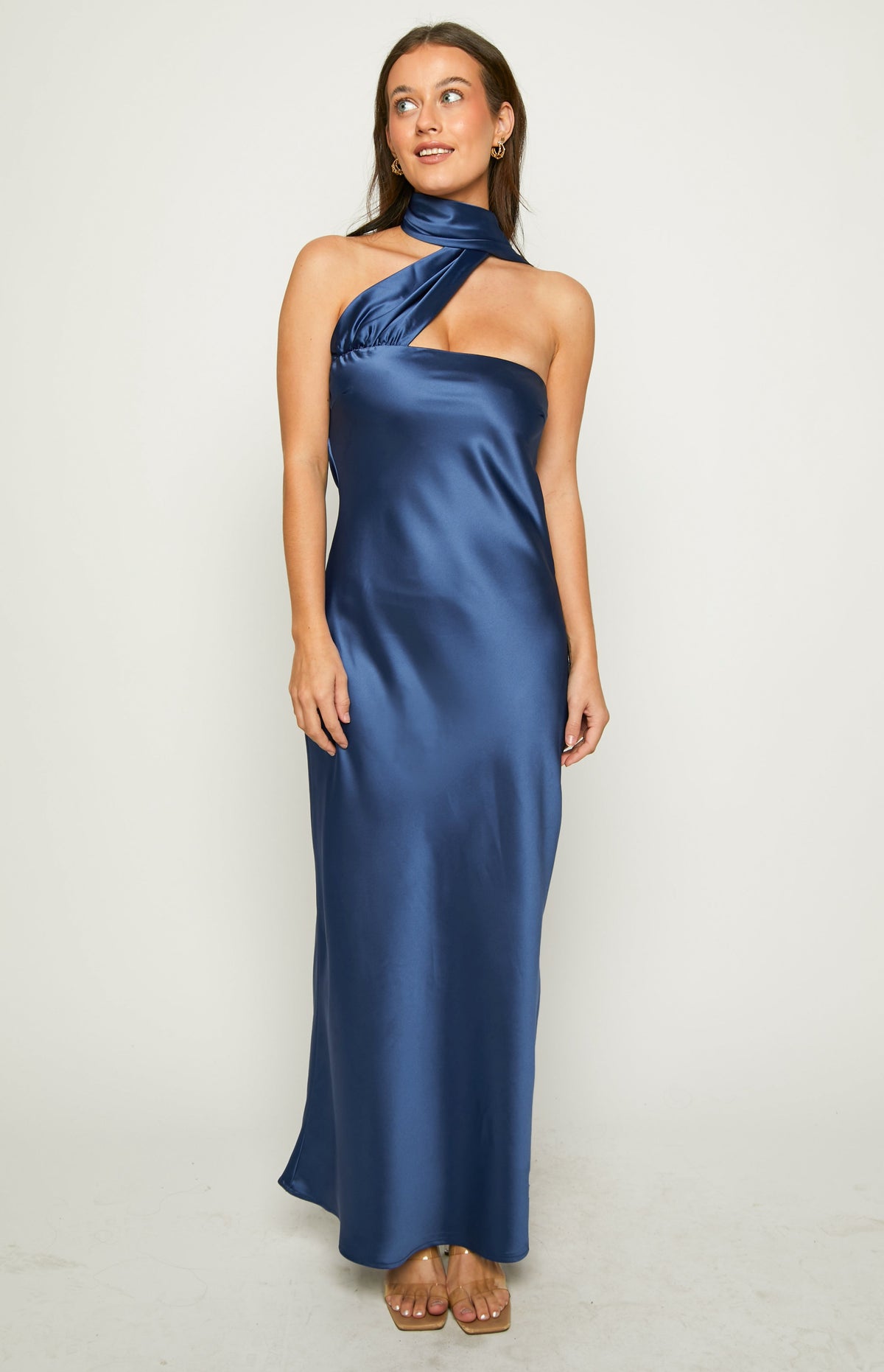 Francese Blue Scarf Midi Dress Image