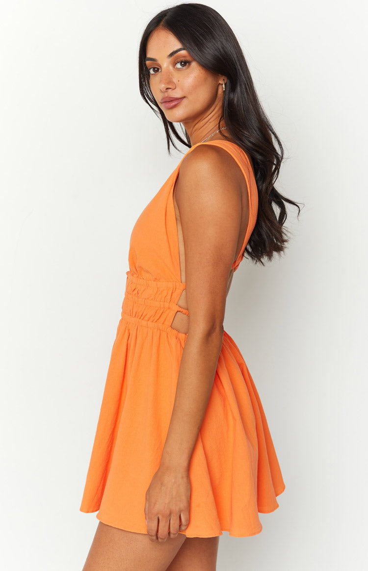 Genovia Crinkle Orange Mini Dress Image