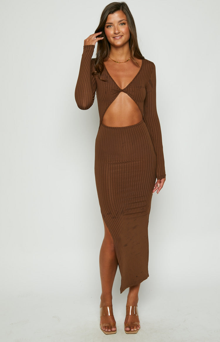 Hailey Cut Out Midi Brown