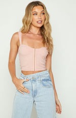 Kala Pink Rib Corset Top Image