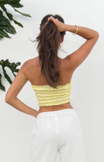 Kyra Yellow Linen Blend Crop Top Image