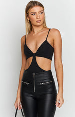 Lille Side Cut Out Knit Bodysuit Black Image