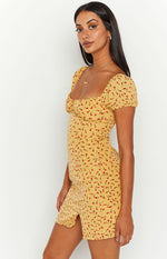 Love & Lust Yellow Floral Cap Sleeve Mini Dress Image