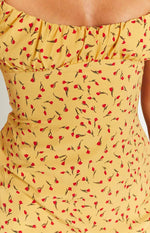 Love & Lust Yellow Floral Cap Sleeve Mini Dress Image