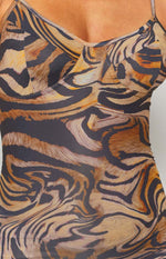 Meduza Swirl Mini Dress Brown Image