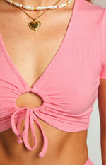 Milee Pink Rib Crop Top Image