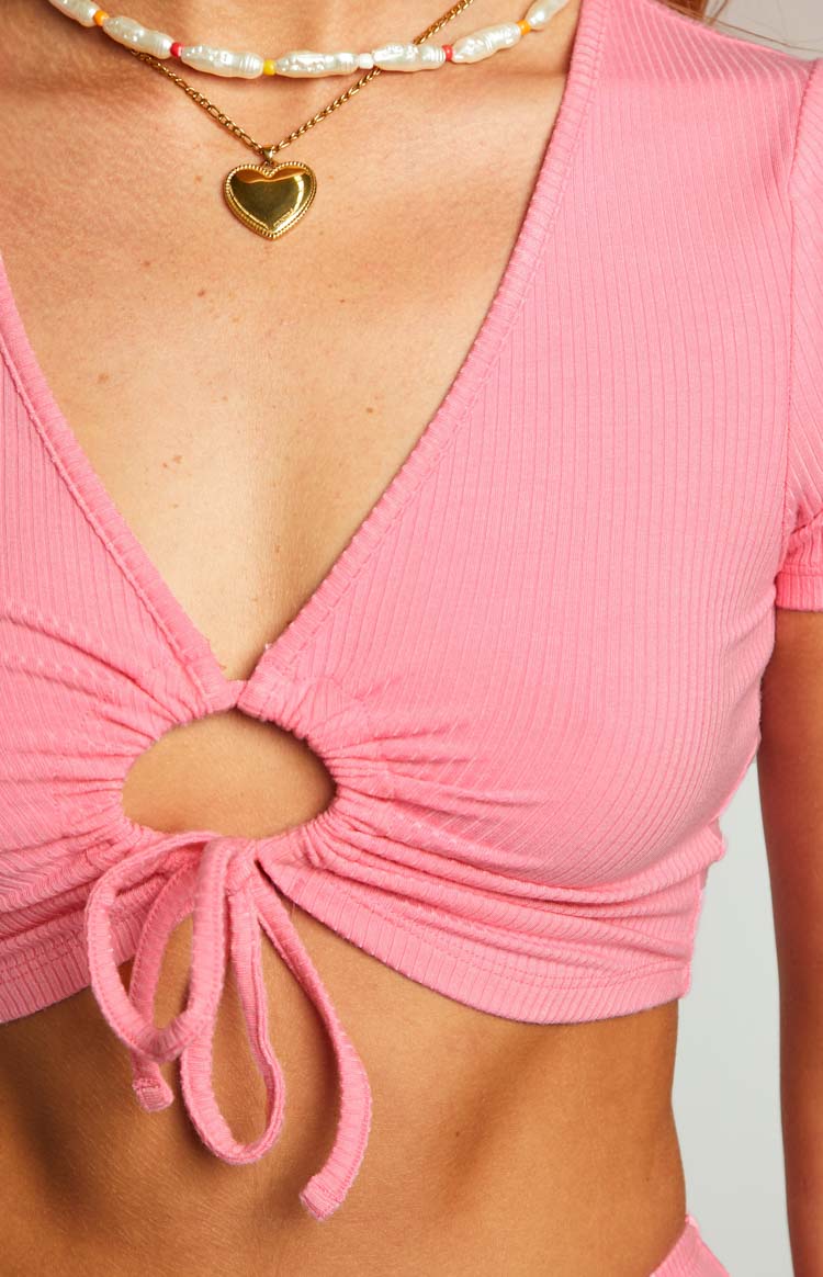 Milee Pink Rib Crop Top Image