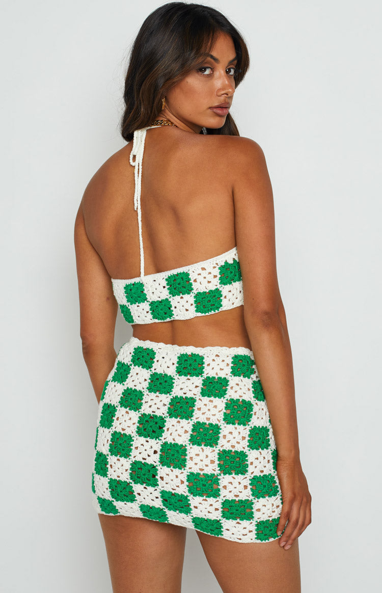 Natasha Green Check Crop Top