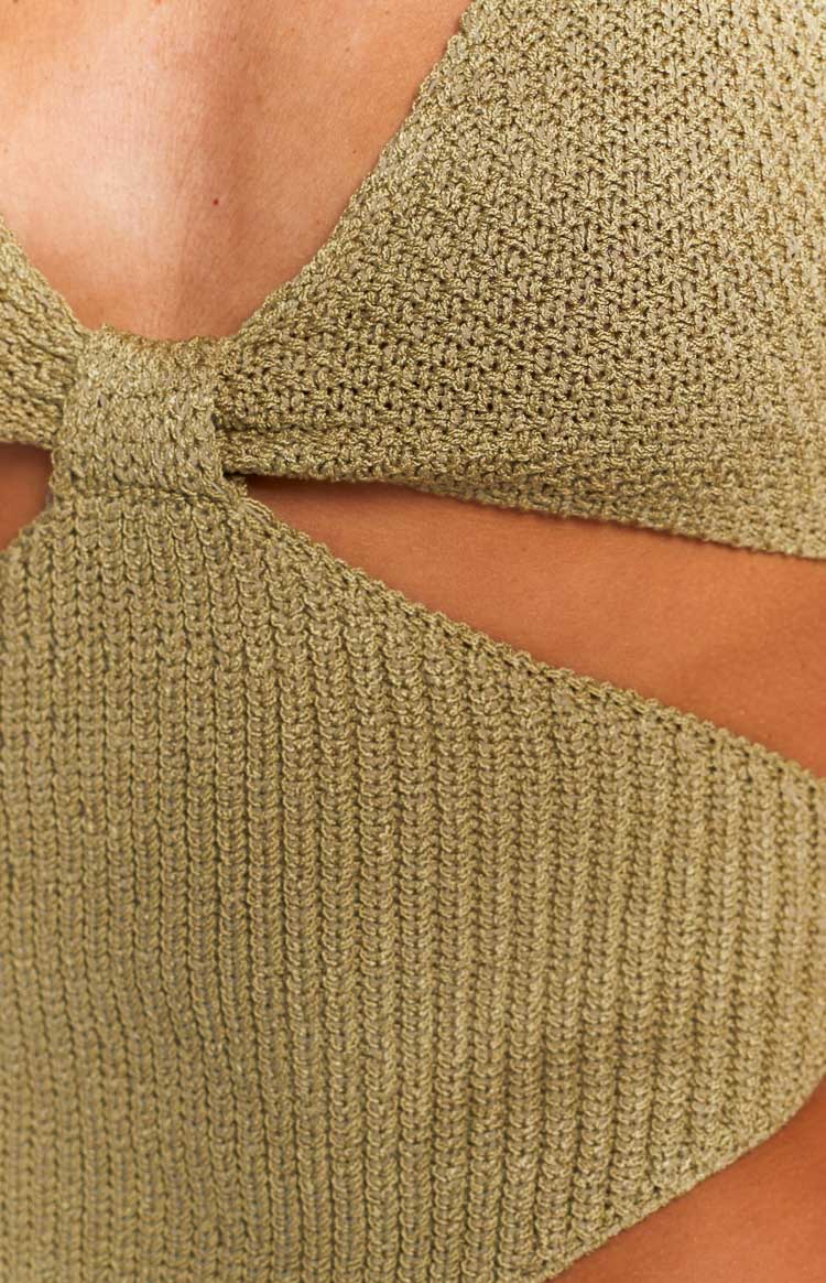 Opal Khaki Cut Out Crop Top Image