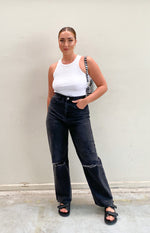 Robin Wide Leg Jeans Black Wash Image