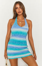 Rylie Spacedye Halter Dress Blue Image