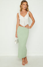 SNDYS Baha Sage Ribbed Midi Skirt Image