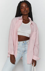 The Sarah Shirt Pink Pinstripe Image