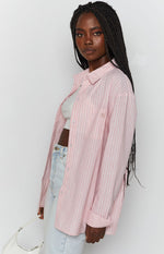 The Sarah Shirt Pink Pinstripe Image