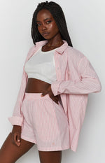 The Sarah Shorts Pink Pinstripe Image