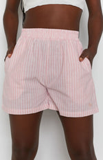 The Sarah Shorts Pink Pinstripe Image