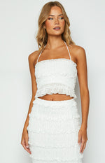 Shake it Off White Shirred Chiffon Top Image