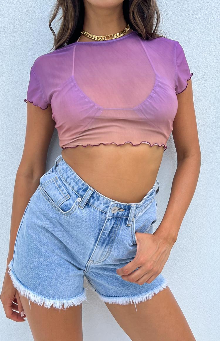 Sunset Purple Mesh Top