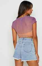 Sunset Purple Mesh Top Image