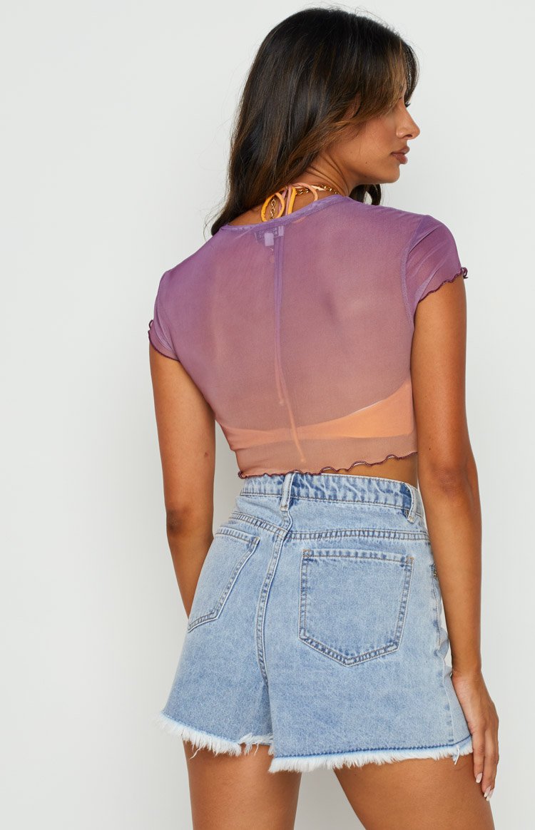 Sunset Purple Mesh Top Image