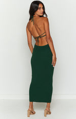 Taya Green Lace Up Maxi Knit Dress Image