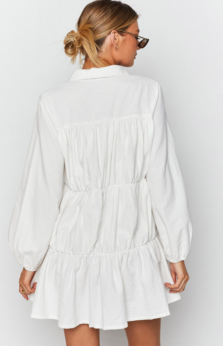 Theodossia Tiered Long Sleeve Dress White Image