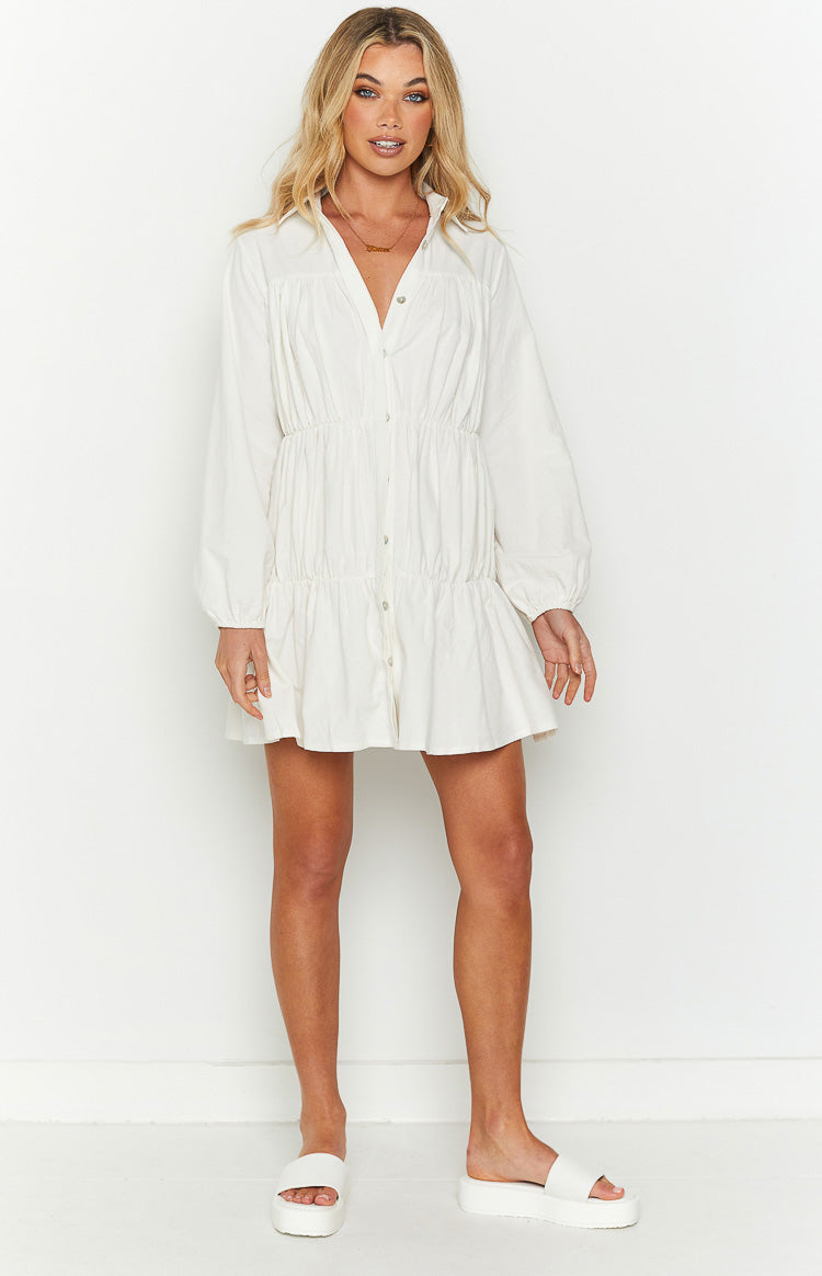 Theodossia Tiered Long Sleeve Dress White Image