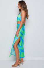 Underwater Green Print Midi Dress Image