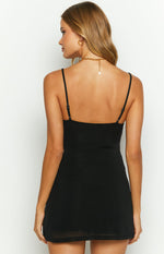 Valarie Black Mesh Slip Dress Image