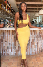 Whatever Your Mood Yellow Midi Dress Image