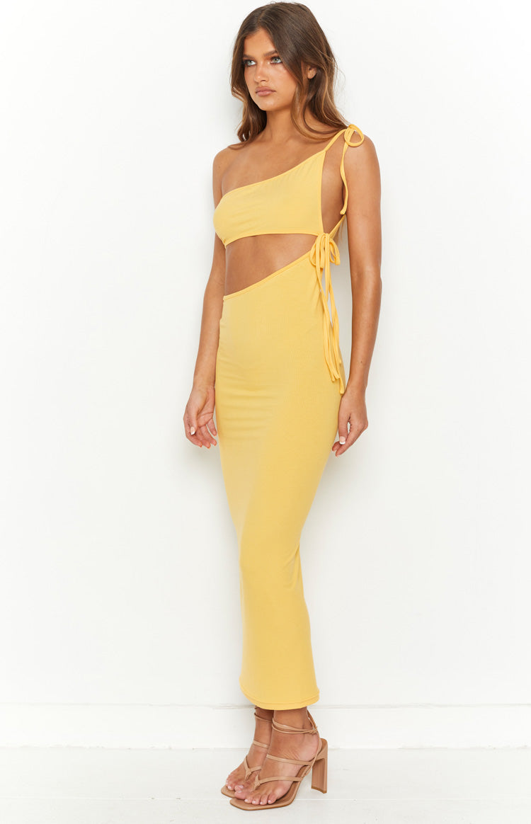 Whatever Your Mood Yellow Midi Dress