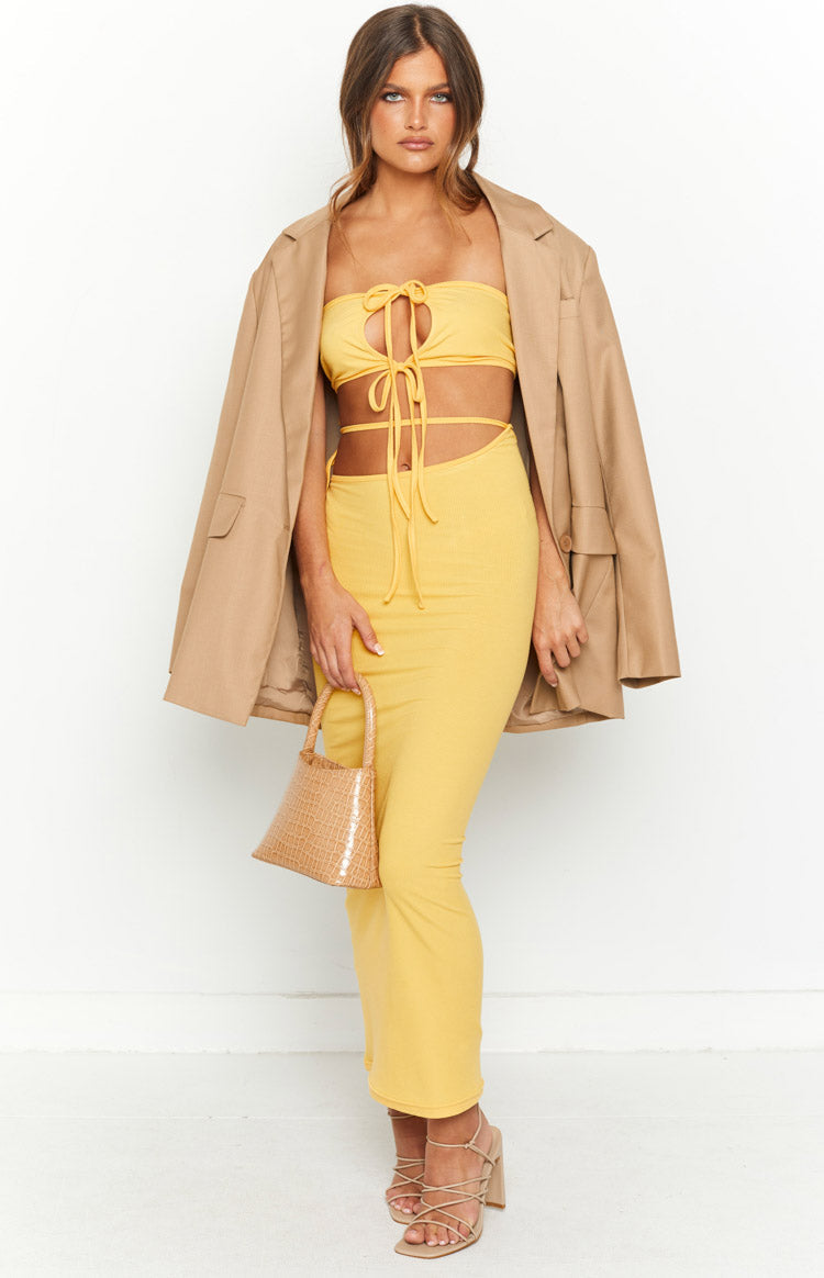 Whatever Your Mood Yellow Midi Dress