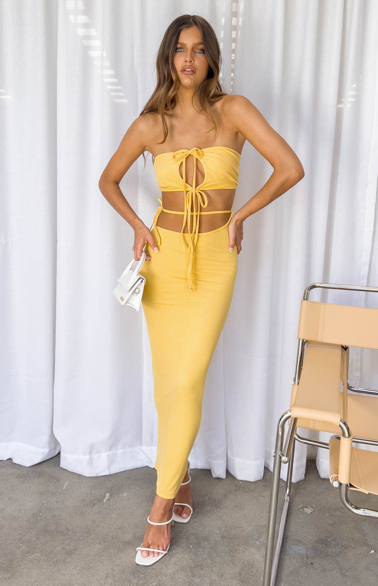 Whatever Your Mood Yellow Midi Dress