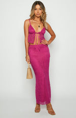 Alexia Fuschia Lace Tie Up Maxi Skirt Image