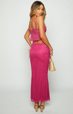 Alexia Fuschia Lace Tie Up Maxi Skirt Image