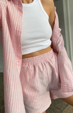 The Sarah Shorts Pink Pinstripe Image